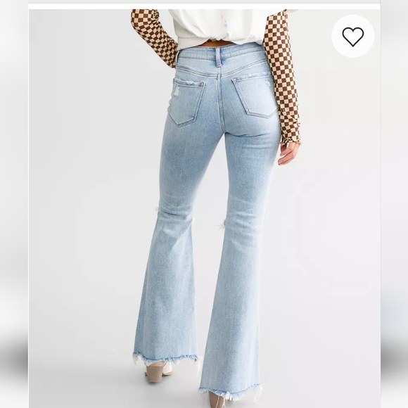 Flying Monkey Light Wash High Rise Flare Stretch jeans size 25 Boho Western - Picture 4 of 15